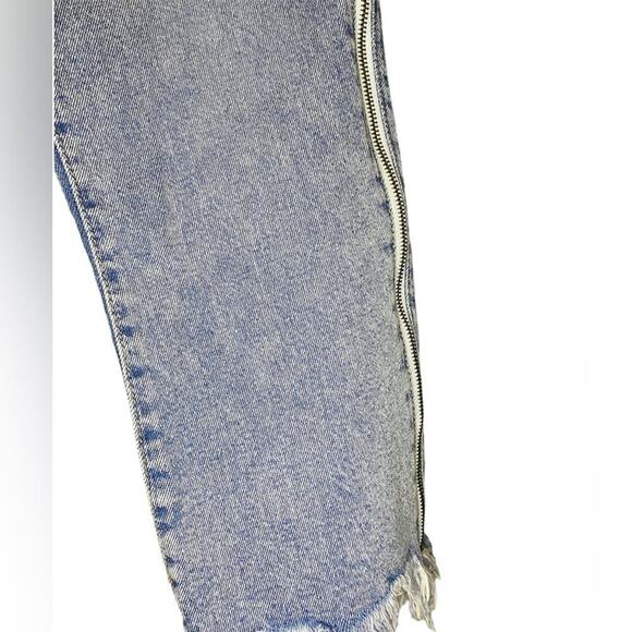 Women’s Side Zip High Rise Ankle Frayed Crop Blue Denim Jeans Wild Fable - Picture 6 of 6